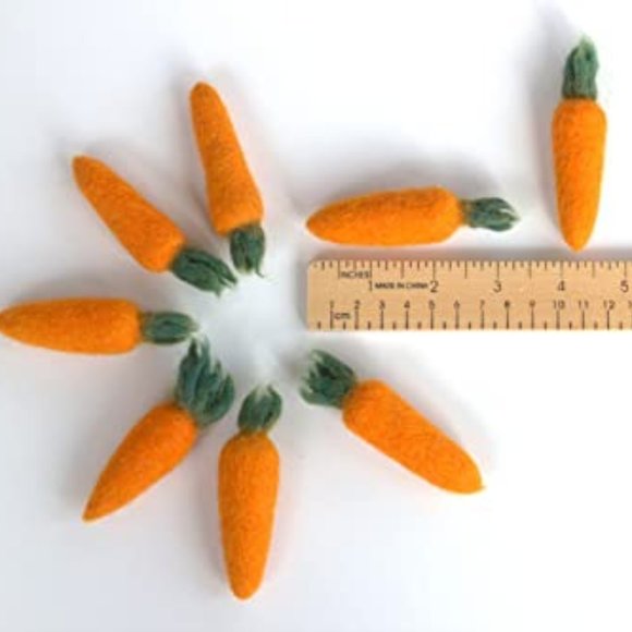 Other - Felt Carrots- Set of 3 or 5- Wool Felt Spring Easter Shapes- Approx. 3.25" - 10